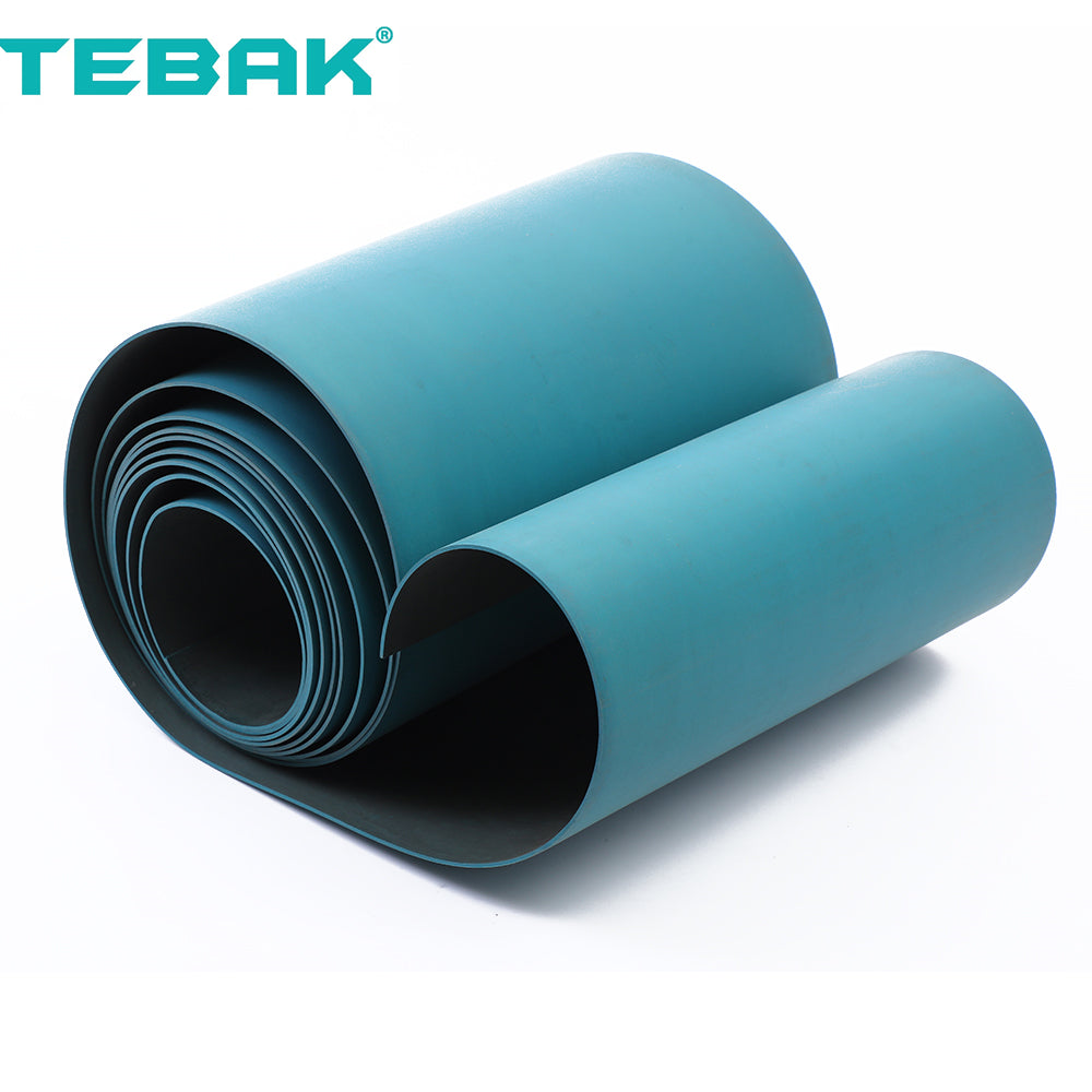 TEBAK PTFE soft belt thickniess 0.8mm 1.0mm 1.2mm 1.5mm 2.0mm 2.5mm 3.0mm 1/8 1/16 1/24 1/32 inch width 50-300mm China Material Blue color Turcite B Sheet for CNC parts
