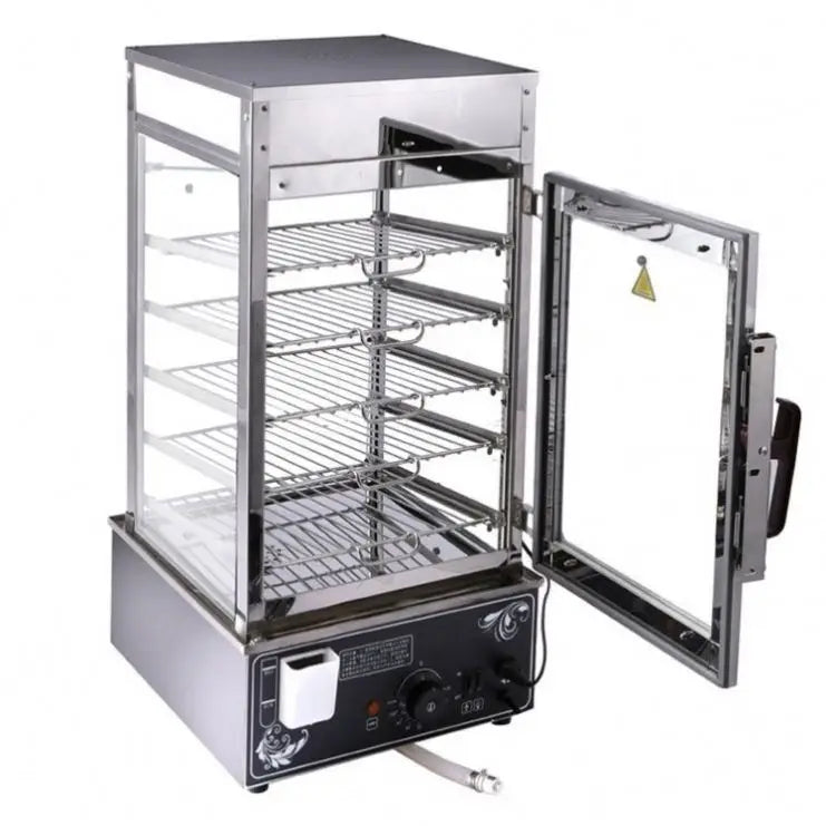 Commercial Aluminium Tray Dim Sum Electric Food Display Steamer Industrial Steamer Cabinet