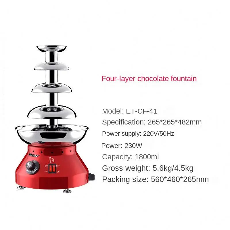 4/5/6/7 Layer Commercial Chocolate Fountain Machine Chocolate Drizzle Heating Waterfall Machine Chocolate Coating Machine