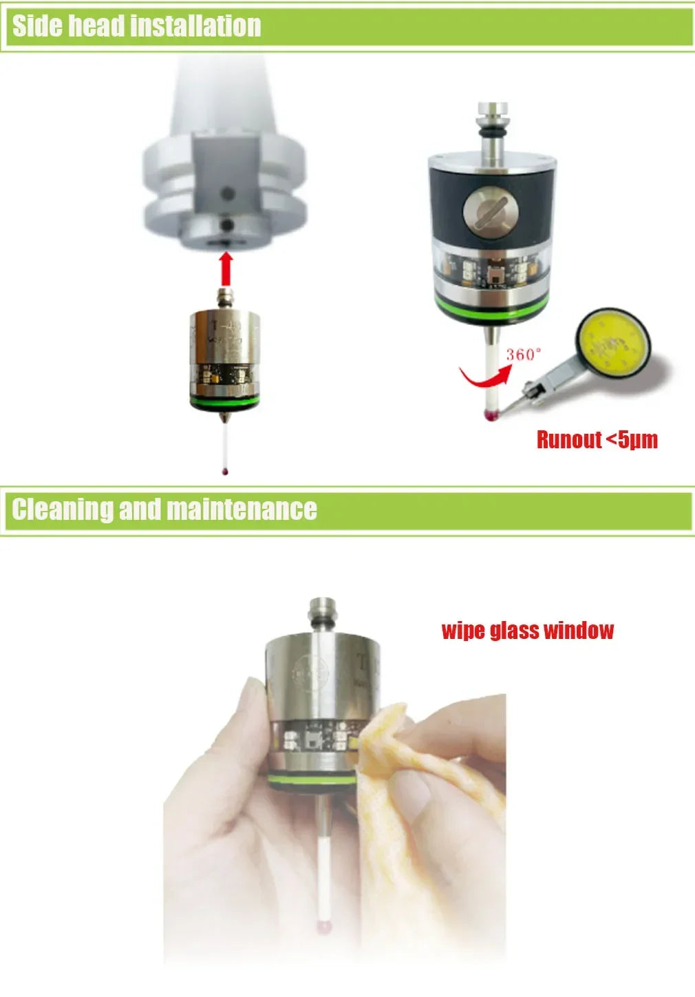 CNC Machine Tool Infrared Probe Wireless T-40 R Measurement Probe 2d 3d Mold Detection Sensor Replaces Renishaw Cyclmotion