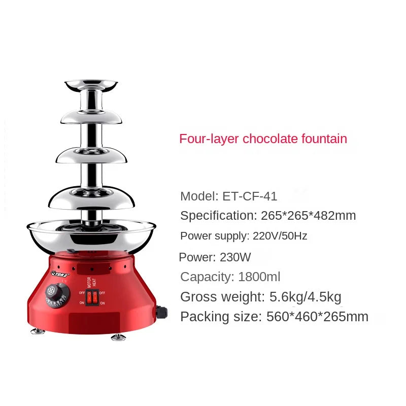 4/5/6/7 Layer Commercial Chocolate Fountain Machine Chocolate Drizzle Heating Waterfall Machine Chocolate Coating Machine