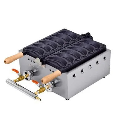 TEBAK Fast Food Restaurant Snack Processing Automatic Gas Electric Waffle Maker Banana Shape Non Stick Commercial Waffle Maker