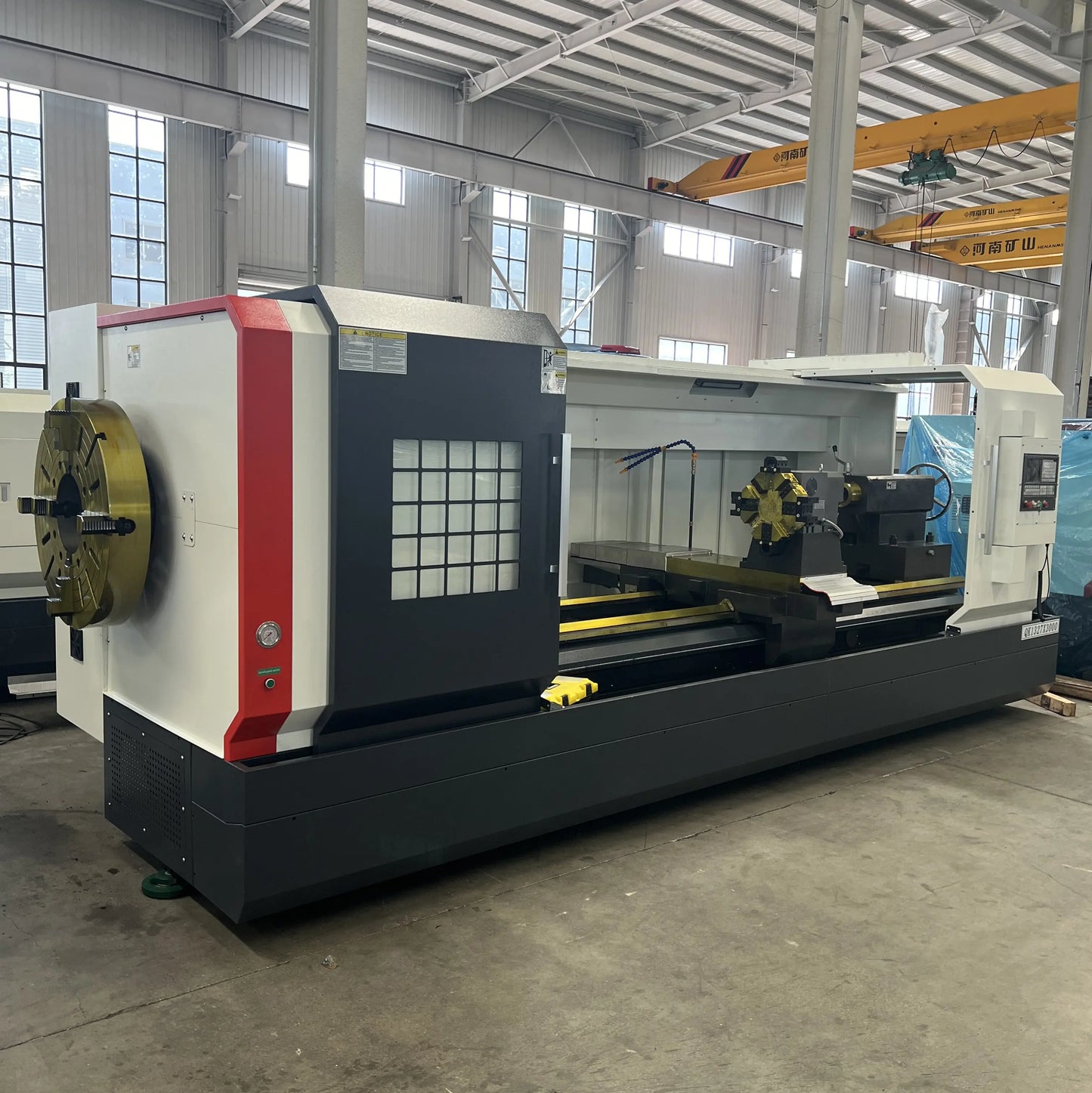 TEBAK CNC Lathe Machine Flat Bed 1100 W Lathe Machine 3000QK1327 Double Chuck CNC Pipe Threading Lathe Machine