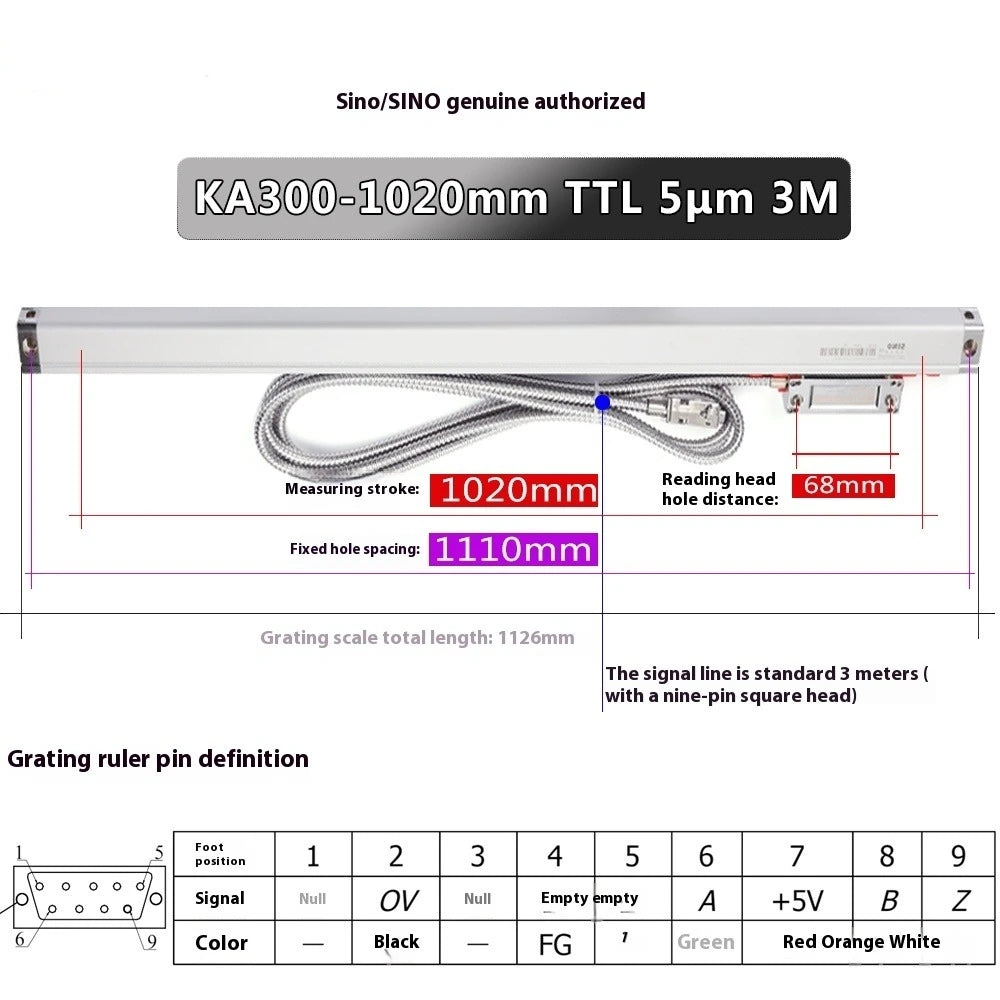 KA35 100 150 200 250mm KA300-320mm Linear Scale Encoder System 5um Resolution 320mm Linear Slide for Milling Machine