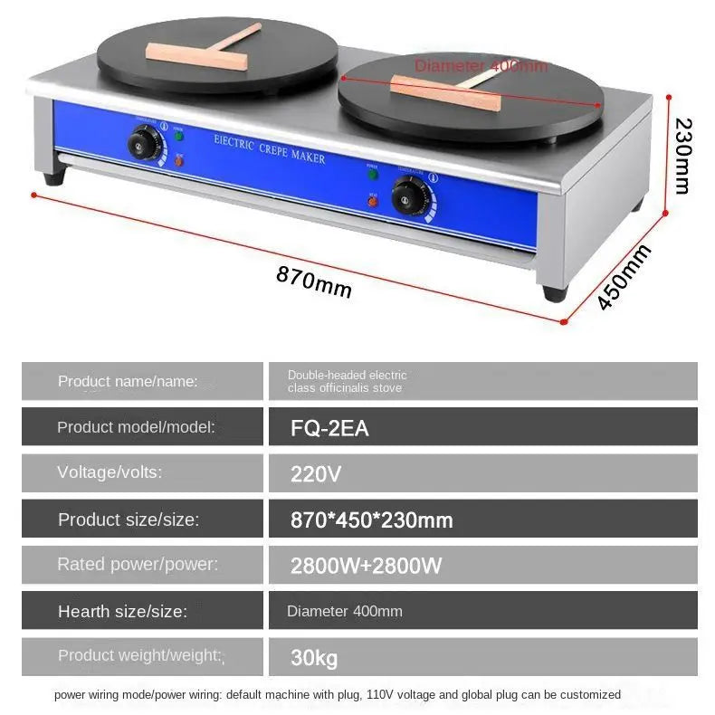 TEBAK Pancake Maker Machine Commercial Stainless Portable Kitchen Electric Crepe Maker Machine for Home Use or Commercial