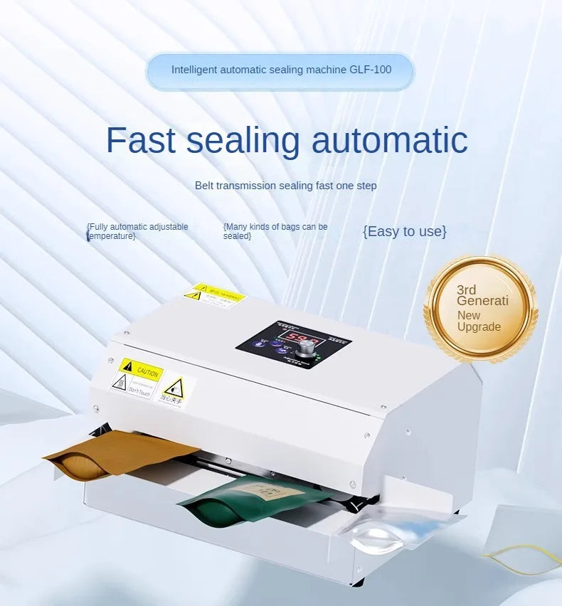 TEBAK Date Printing Continuous Induction Aluminum Foil Sealing Machine Plastic Coffee Tea Non Woven Heat Sealing Machine