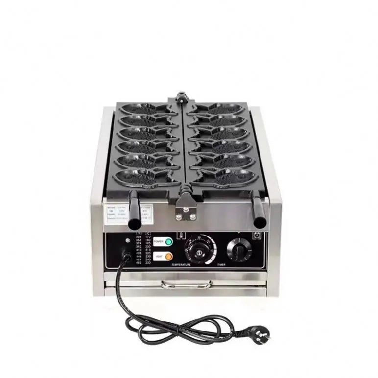 Hot Sell Nonstick Stainless Steel Taiyaki Machine Fish Waffle Commercial Electric Fish Shaped Waffle Maker