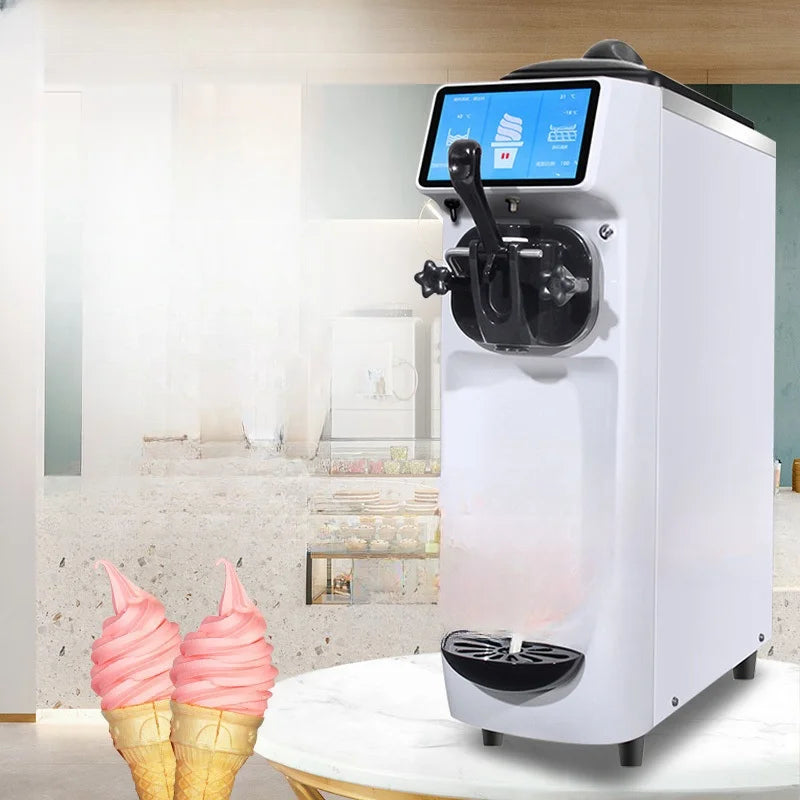 Small Desktop Ice Cream Cone Maker Commercial 3 Flavor Soft Ice Cream Maker Machine