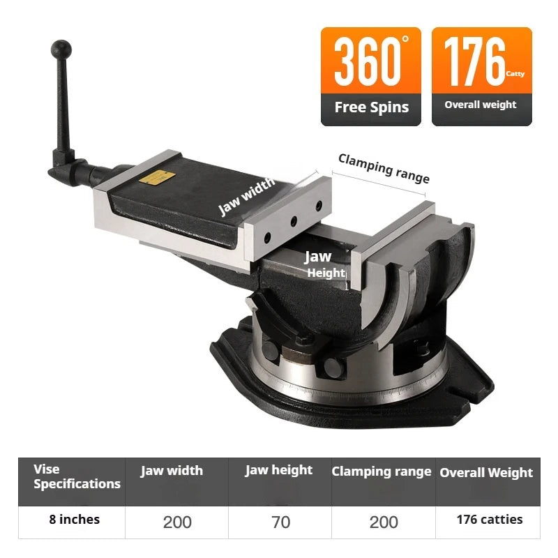 TEBAK Rotating Inclined Bench Vise 4 Inches, 5 Inches, 6 Inches, Heavy-duty Machine Use Flat Jaw Vise