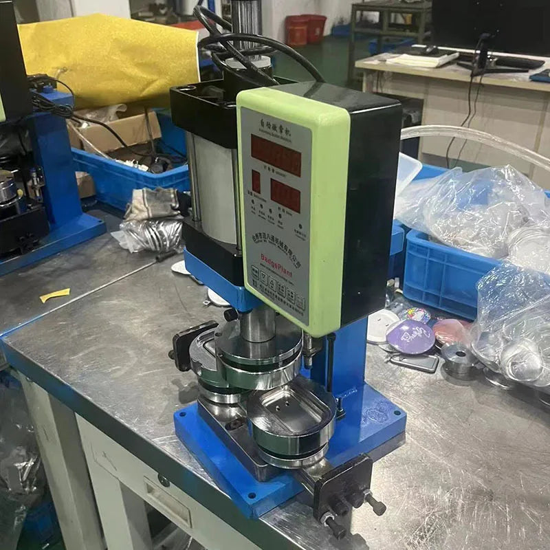 Badge Machine MakerPush-pull Custom Plastic Metal Pneumatic Automatic Button Badge Making Machine Double Flash Badge Making Tool
