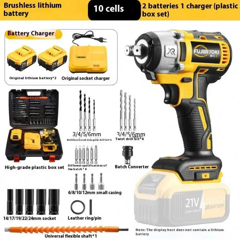 21V Cordless Impact Wrench 1/2 Inch Brushless Handheld Wrench Impact With Work Light Portable Impact Power Wrench Tools