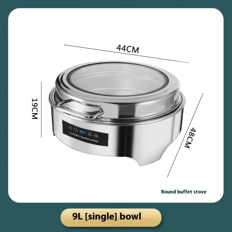 Buffet Dish Commercial Hotel Stainless Steel Self-Heating Electric Dinner Stove With Large Visual Glass Chafing Dish