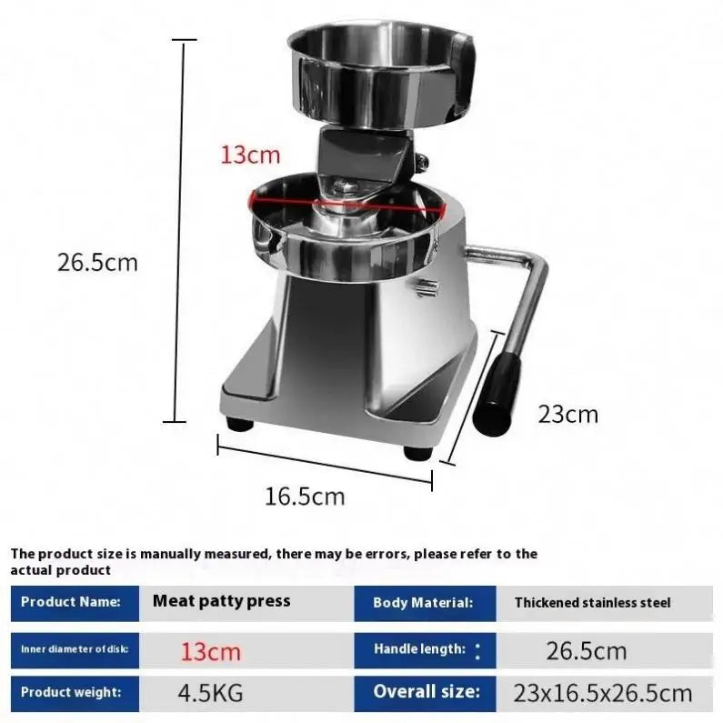 Burger Press Machine Non-Stick Hamburger Press Patty Maker Mold for BBQ Barbecue Grill Patty Forming Machine