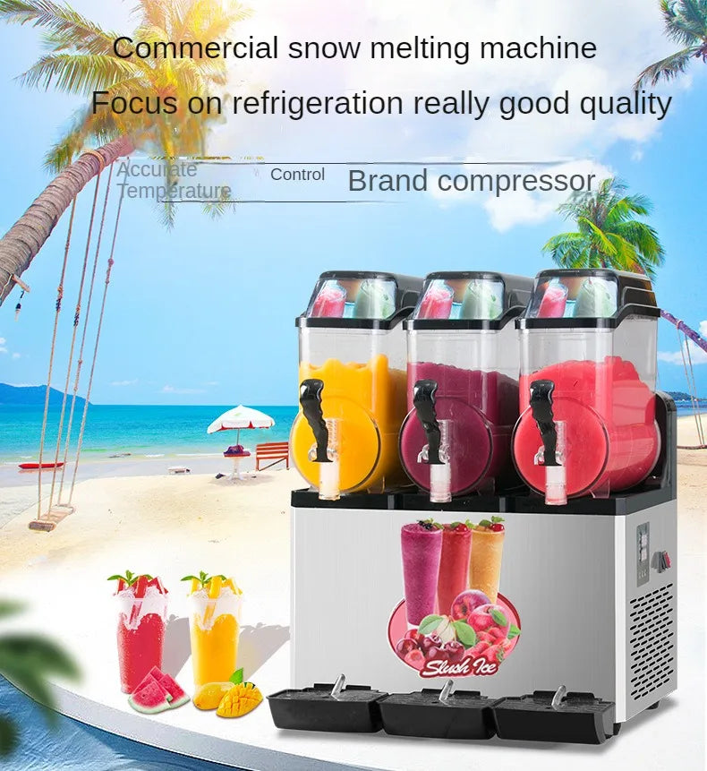 TEBAK Electric Granita Ice Double Tank Frozen Drink Machine Commercial Slush Making Machine Soft Drink Slushy Margarita Mesin