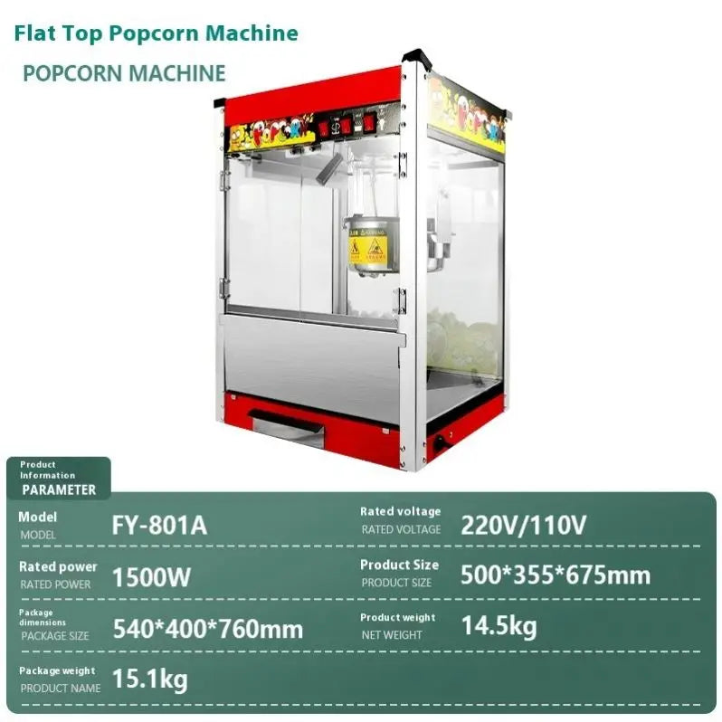 Red Roof Commercial Electric Pop Corn Making Maker Customized Popcorn Machine Popcorn Machine 8oz Kettle Popcorn Machine