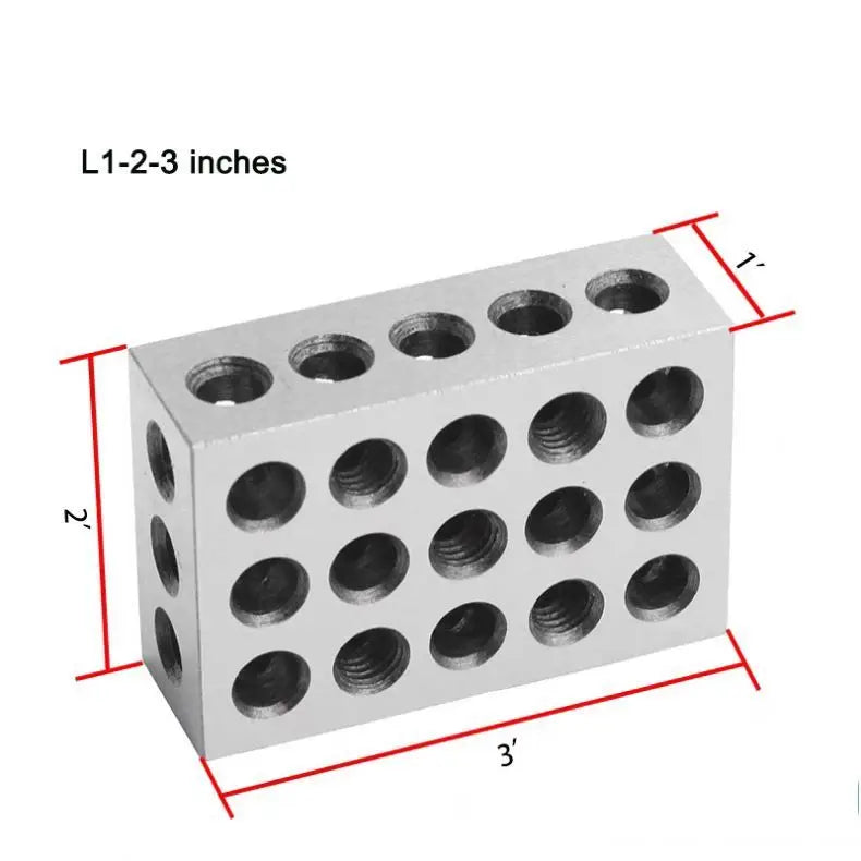 TEBAK 2Pc 5-50-75mm Hardened Steel Sparallel Clamping Block Set 23 Holes 1-2-3" Block Gauge 123 Parallel Blocks