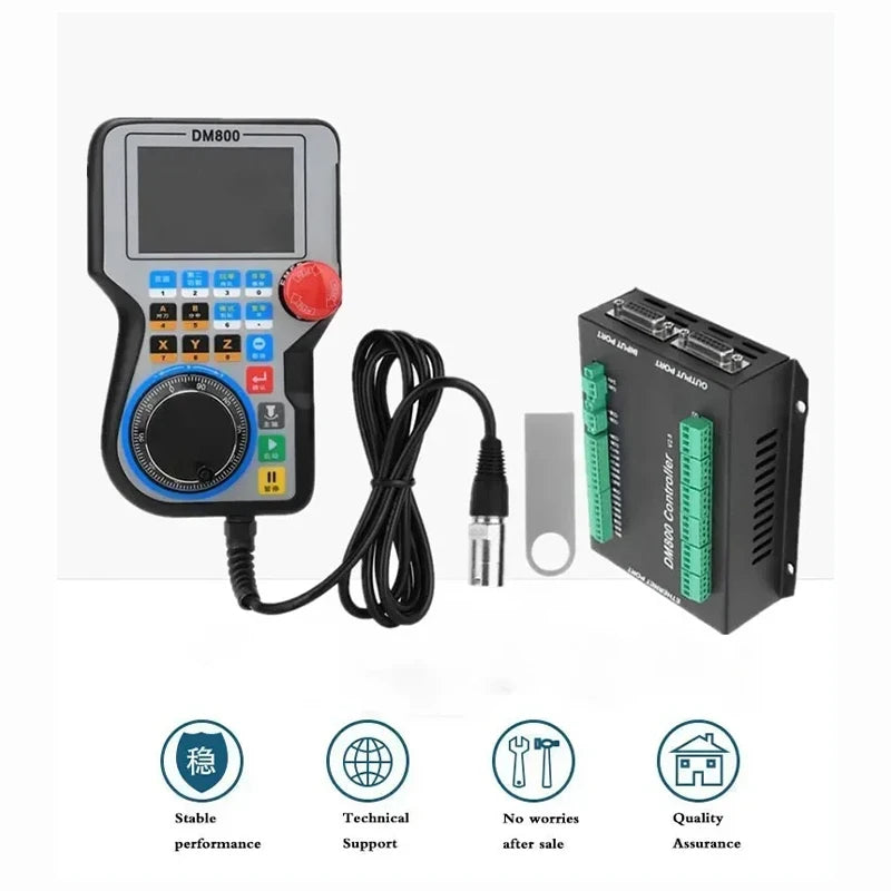 TEBAK CNC Handle Controller Motion Control System DM800 3/4/5 Axis 3.8 Inch Screen Plus Emergency Stop Button Supports G Code