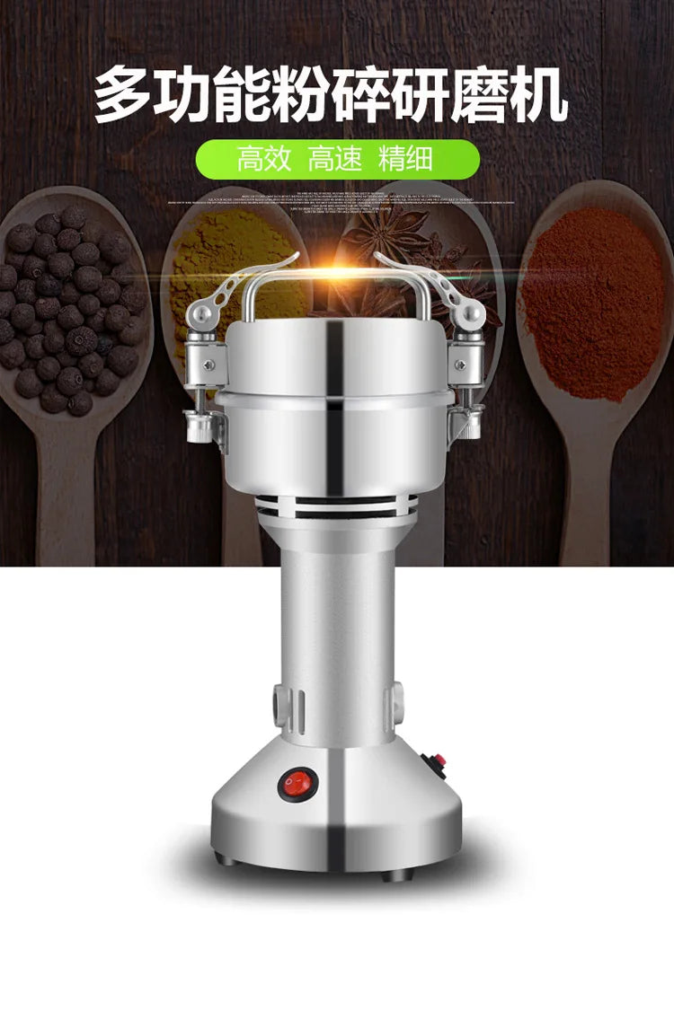 Commercial Electric Spice Grinder Large Capacity Dry Spice Food Powder Grinding Machine Multifunctional New Used Motor Home Use