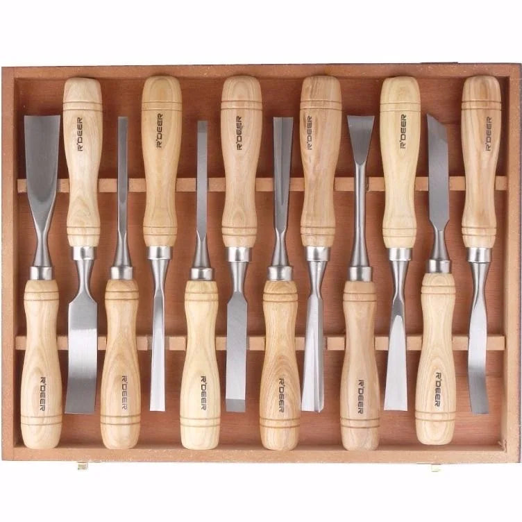 TEBAK 12pcs Woodworking Tools Chisel Set Wood Chisel Tool Set Turning Tools Lathe Carving Hand Chisel With Storage Case