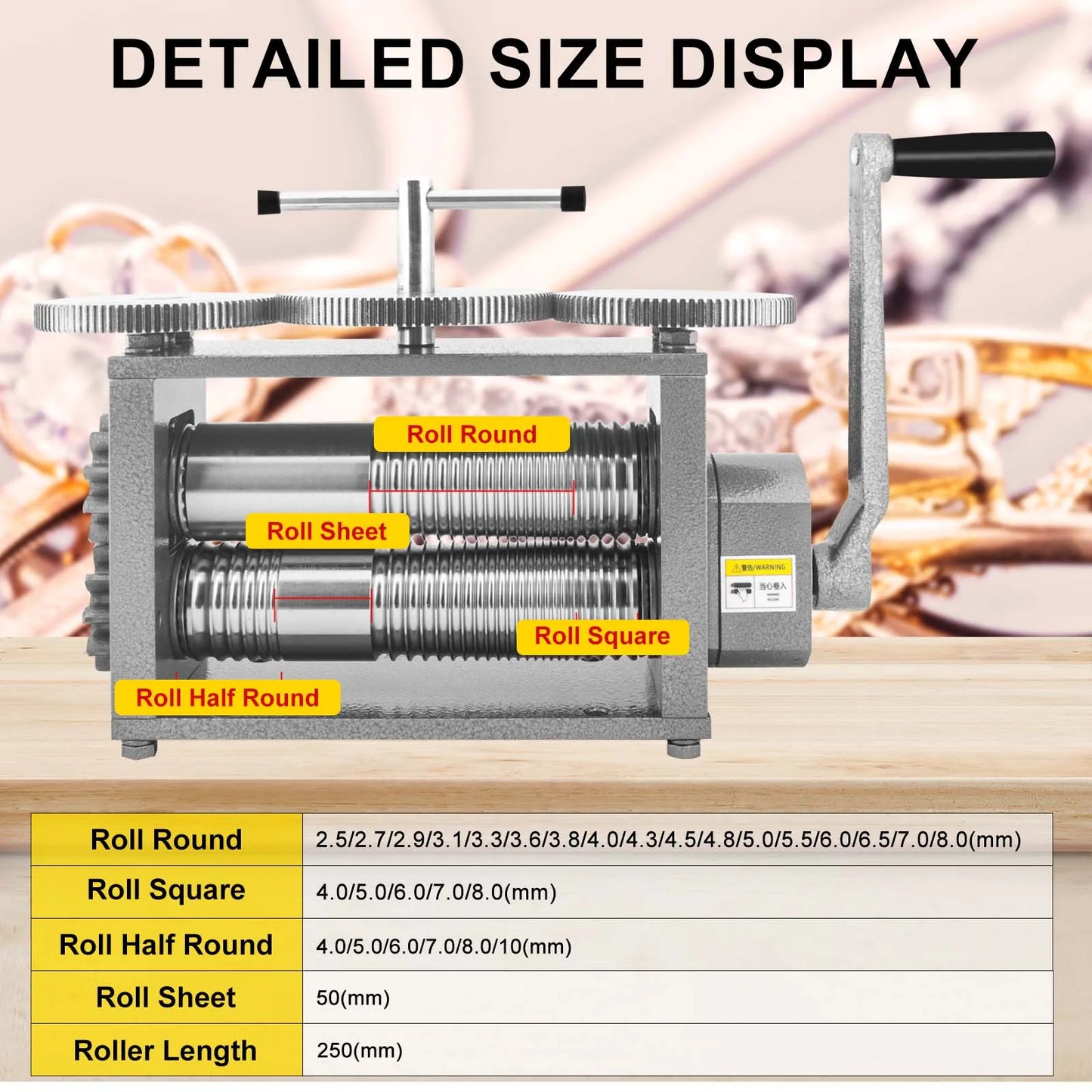 Factory Supply Jewelry Rolling Mill Machine 3 in 1 Light Duty Roller Machine Half Round Rolling Mill Machine Rolling Mill