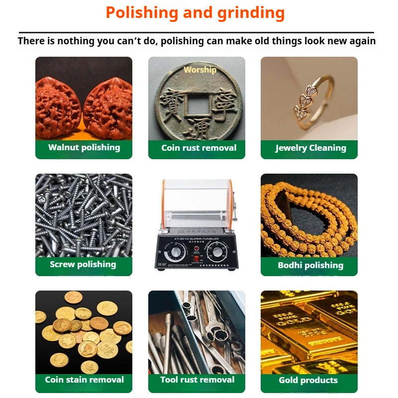 TEBAK Gold Silver Drum Jewelry Polishing Machine Rotary Tumbler Jewelry Polishing Machine Rotary Tumbler Gem Grinding Machine