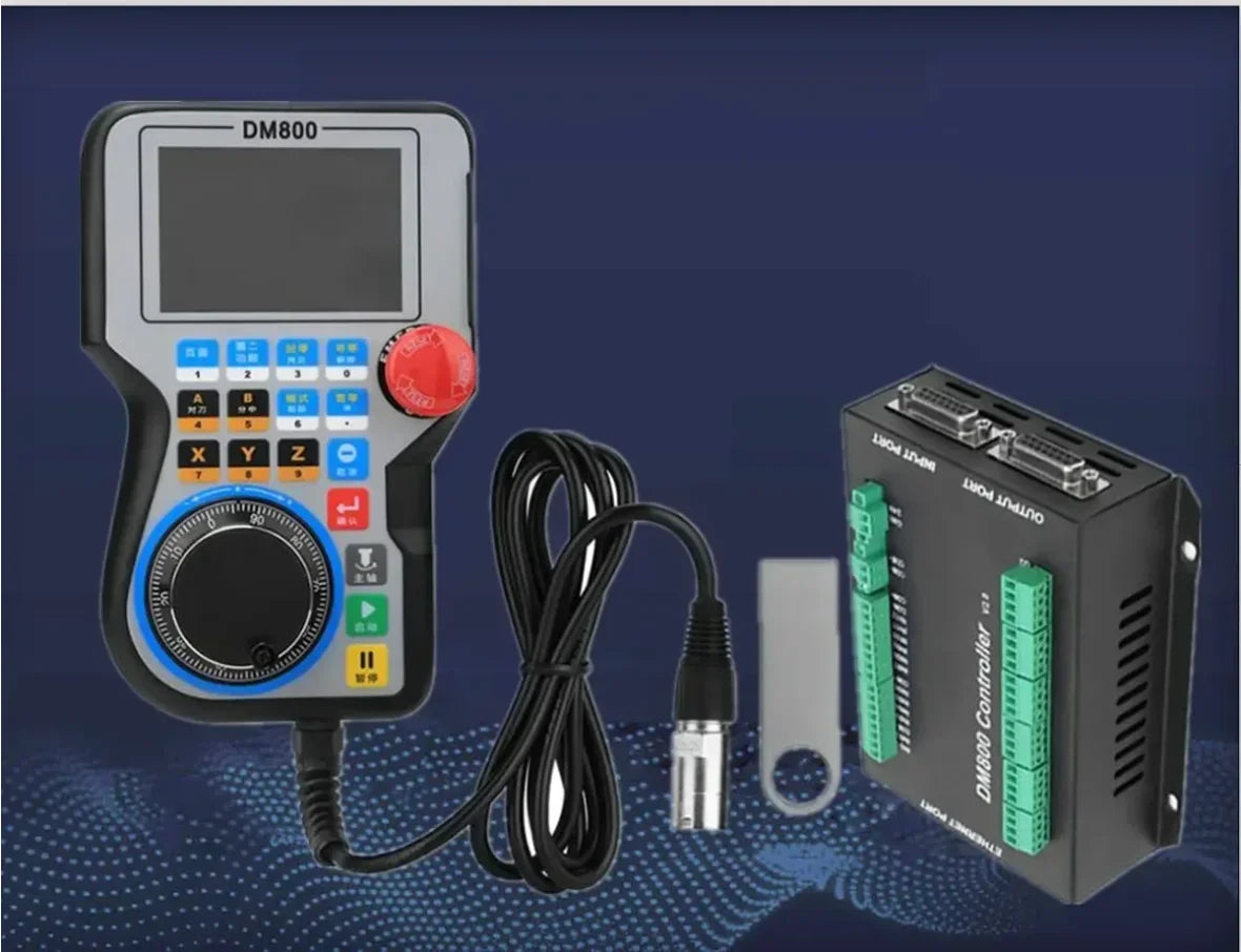 TEBAK CNC Handle Controller Motion Control System DM800 3/4/5 Axis 3.8 Inch Screen Plus Emergency Stop Button Supports G Code