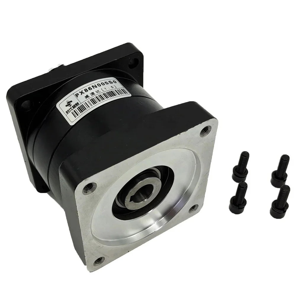 PX86N005S0 Planetary Reducer Black Planetary Reducer, Reduction Ratio 1:5, Flange on Method.