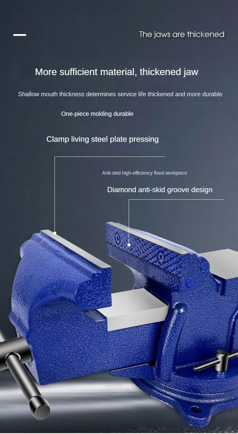 Hot Sale China TEBAK Heavy Duty Cast Iron Bench Vise With Free Rotate Round Mounting Base