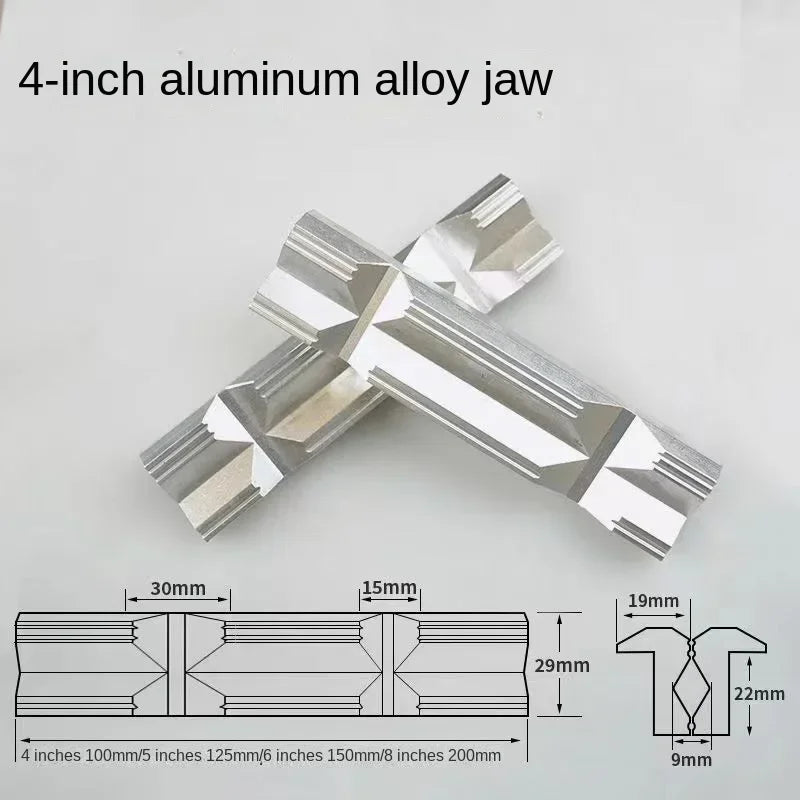 CNC Milling Steel Vise Hard Jaw Fixture V-Type Jaw Aluminum Alloy 4" or 6" 1Set