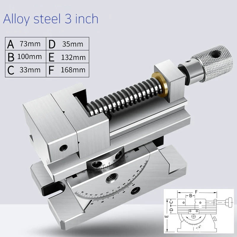 Universal Flat Jaw Precision Vise, Rotating vise,size 2 to 3 inches, 360° Rotation Adjustable angle, Vertical tilt up to 50°