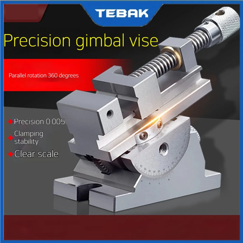 Universal Flat Jaw Precision Vise, Rotating vise,size 2 to 3 inches, 360° Rotation Adjustable angle, Vertical tilt up to 50°