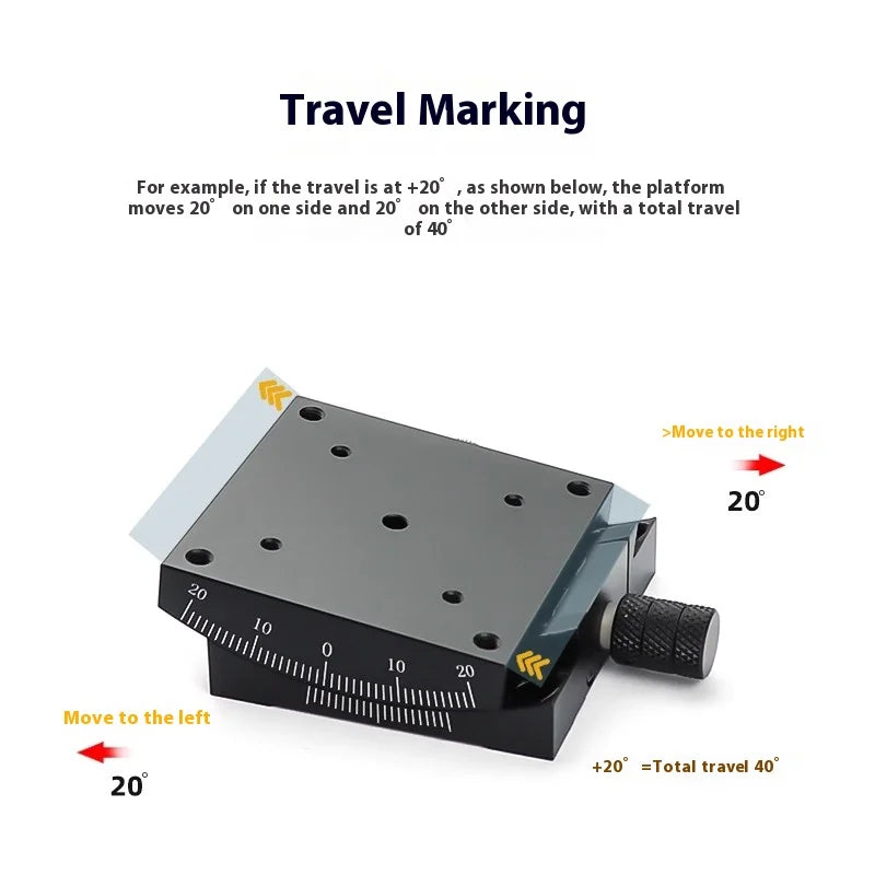 GFG40 GFWG40 X Axis XY Axis 40mm Sliding Table Manual Radian Angle Table Goniometer Swing Table Measurement Displacement Radian