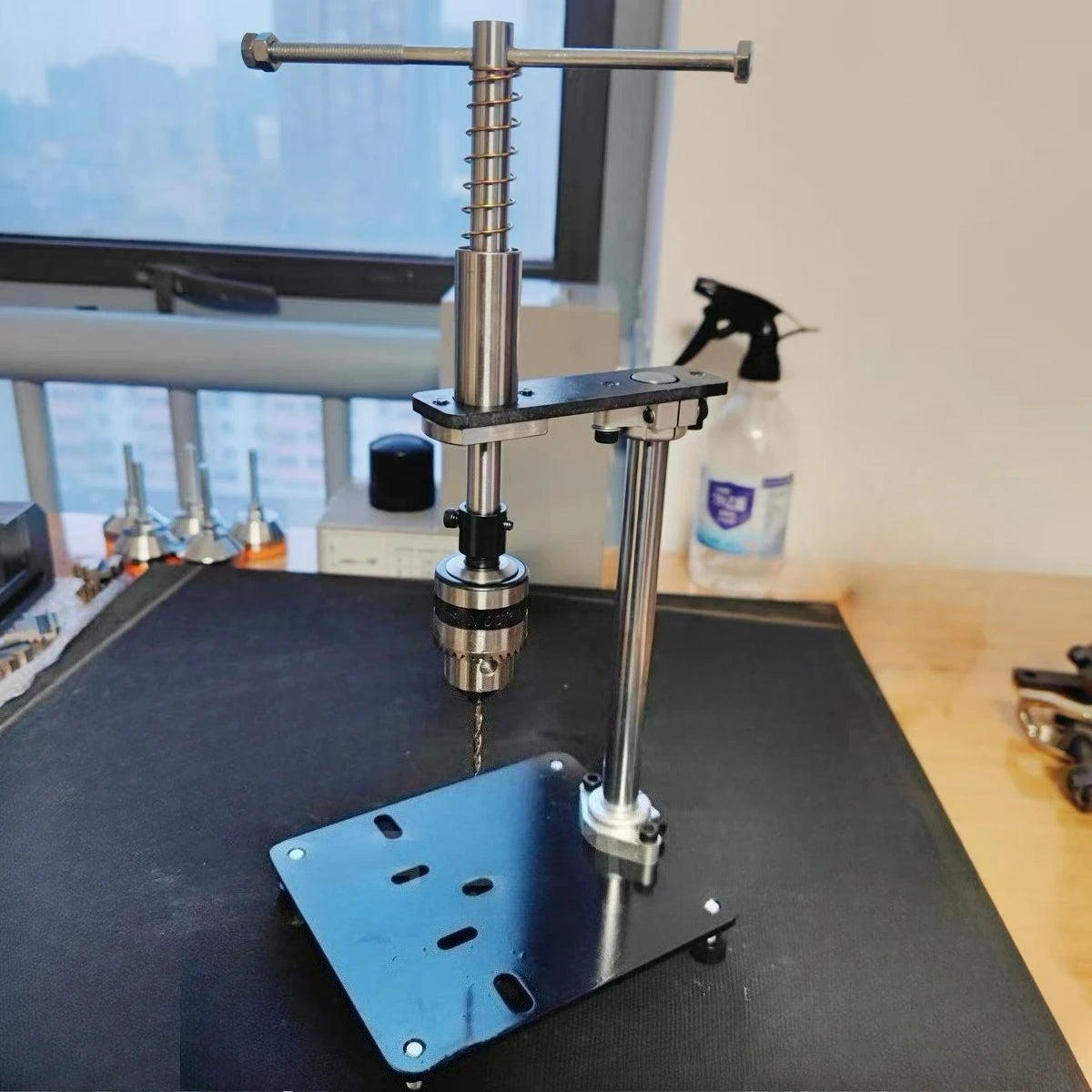 Manual Tapping Machine Small Vertical Desktop Tapper Adjustable T-Handle Tap Holder Wrench B12 1.5-10MM Chuck
