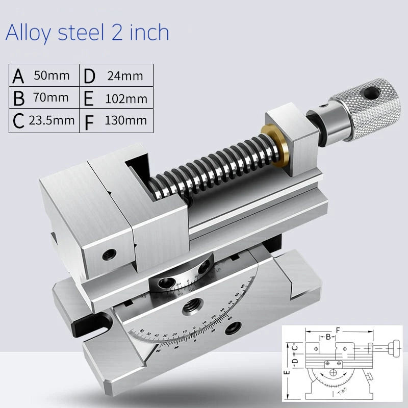 Universal Flat Jaw Precision Vise, Rotating vise,size 2 to 3 inches, 360° Rotation Adjustable angle, Vertical tilt up to 50°