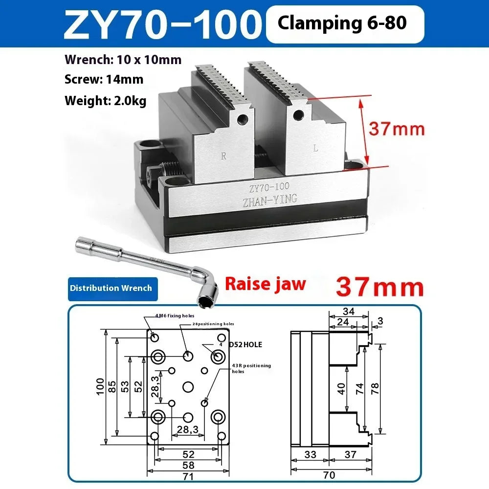 Precision ZY60-80 Four Axis Five Axis Turntable Fixture Self Centering CNC Vise CNC Machining Center Concentric Flat Nose Pliers
