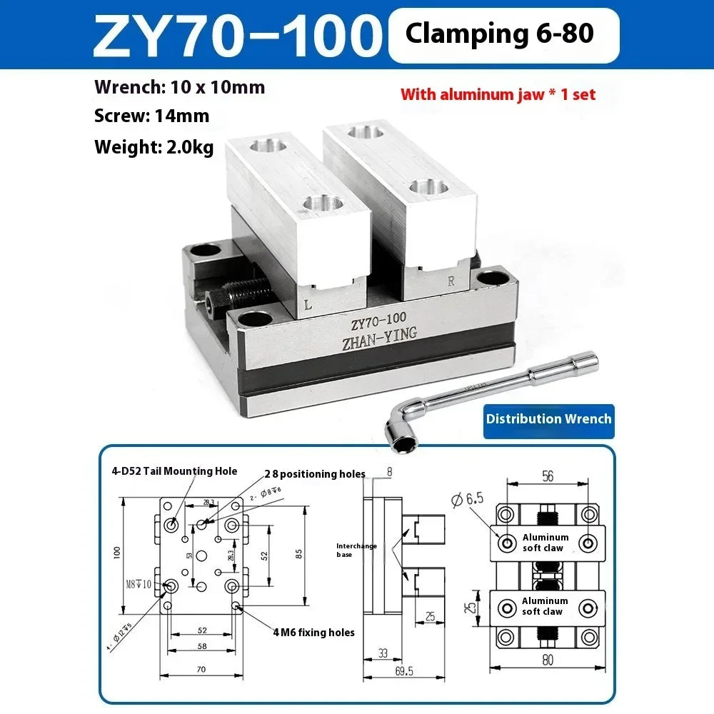 Precision ZY60-80 Four Axis Five Axis Turntable Fixture Self Centering CNC Vise CNC Machining Center Concentric Flat Nose Pliers