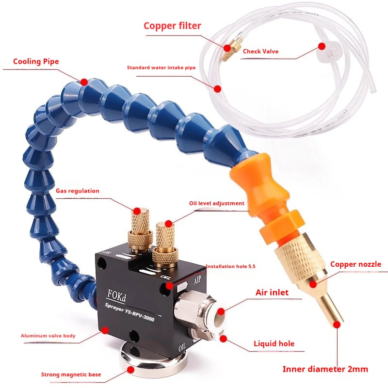 Pneumatic lathe machining cooling sprayer milling machine cutting fluid universal engraving machine sprayer water pipe oil pump