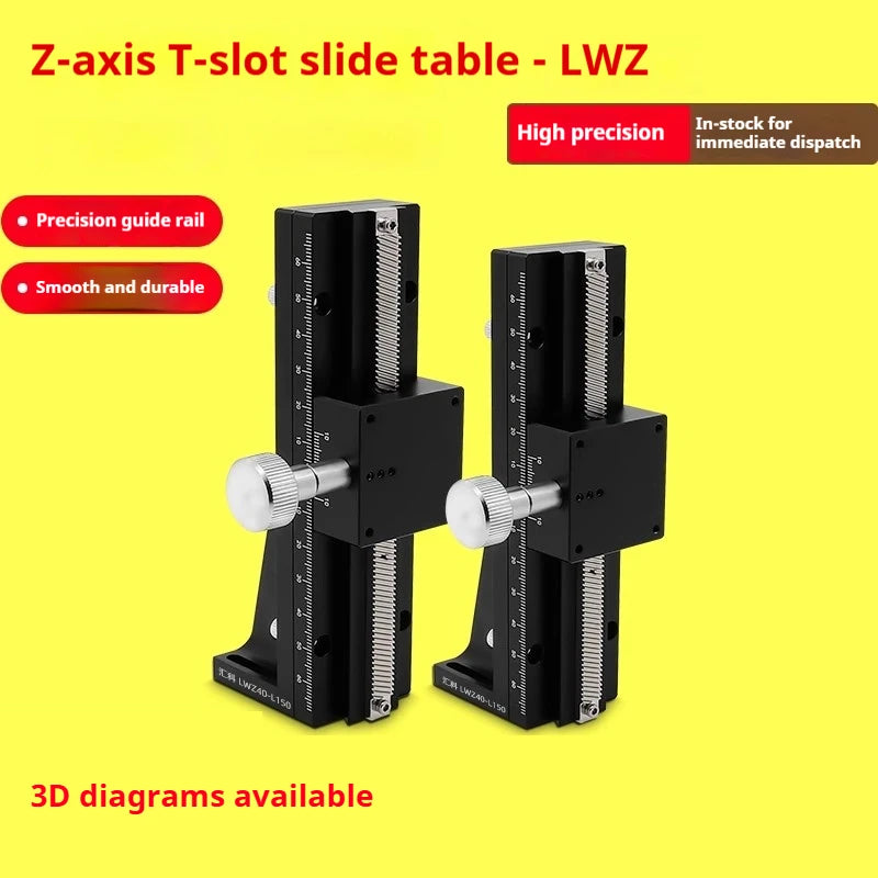 LWZ60 L=100-500mm Z Axis Dovetail Groove Linear Long Stroke Fine-Tuning Sliding Table Manual Displacement Trimming Platform