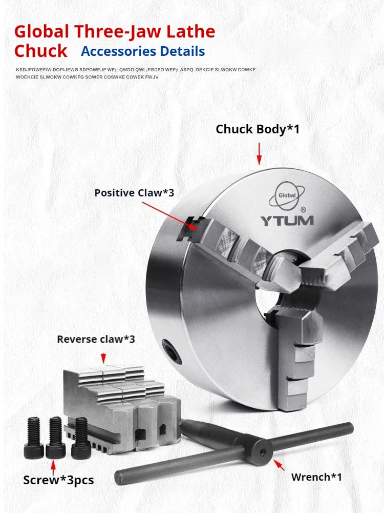 K11-165 165MM 3 Three Jaw Self-Centering Chuck Lathe Chuck Manual Scroll Chuck Manual Type Accessories