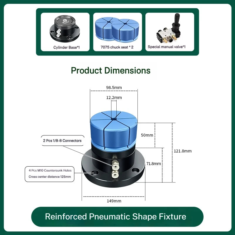 ID OD Pneumatic Workingholding Clamps Workpiece Clamping Fixtures Clamp Any Shape Hold On External Internal Form For Machining