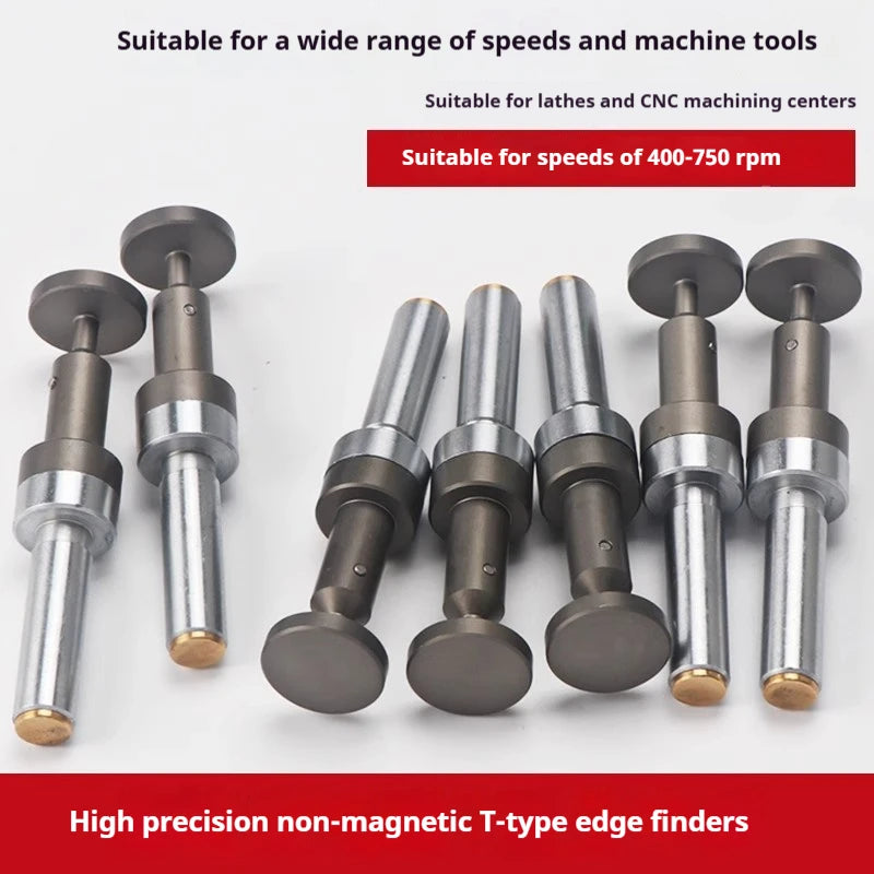 High-precision spring-pull eccentric T-type non-magnetic edge finder with T-shaped groove anti-magnetic eccentric spring