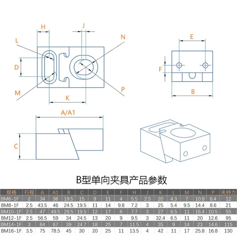 OK Fixture Clamps Extended Single-Sided Jig Heavy Cutting Precision Multifunction Parallel Flat Vise Side Fixed Clamping Block