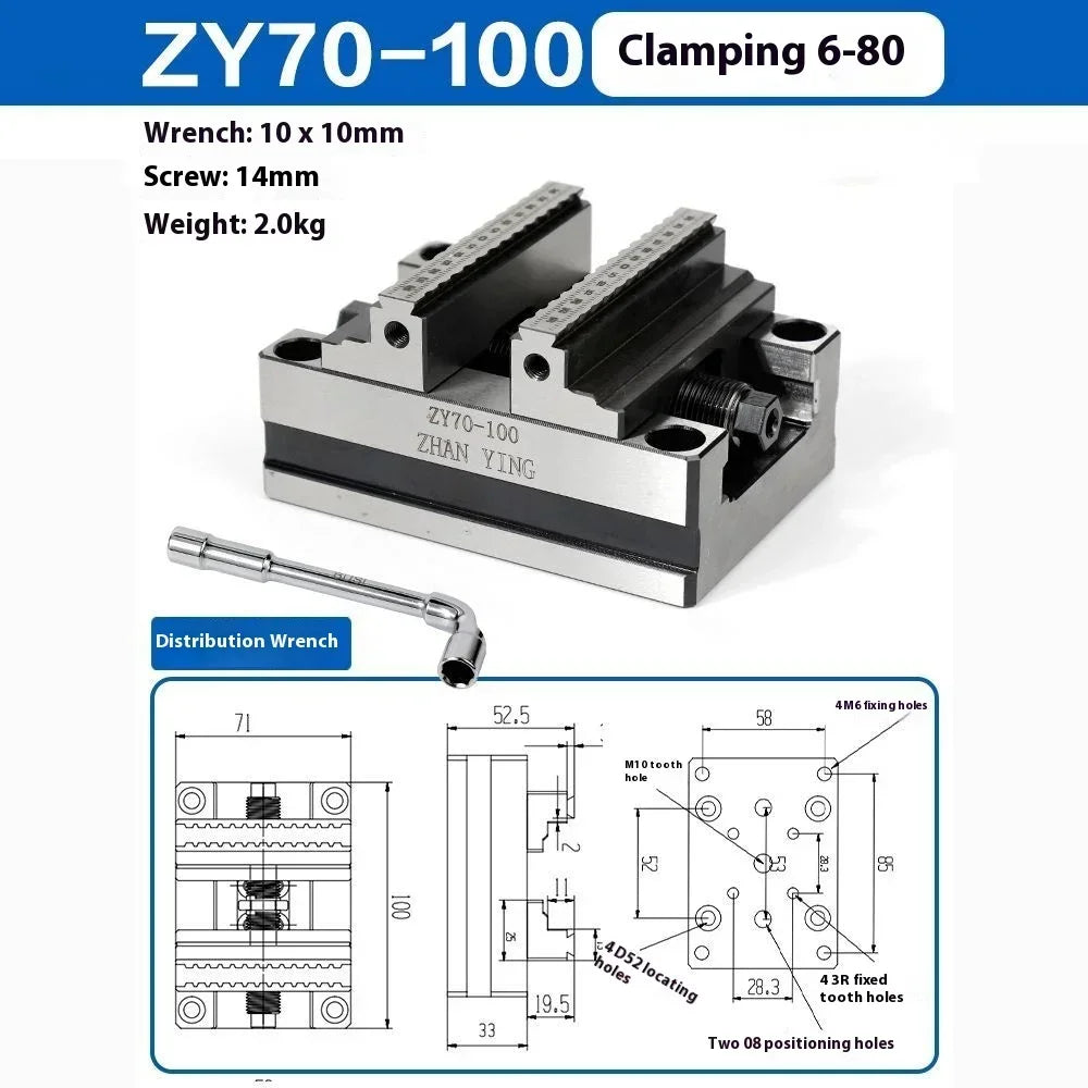 Precision ZY60-80 Four Axis Five Axis Turntable Fixture Self Centering CNC Vise CNC Machining Center Concentric Flat Nose Pliers