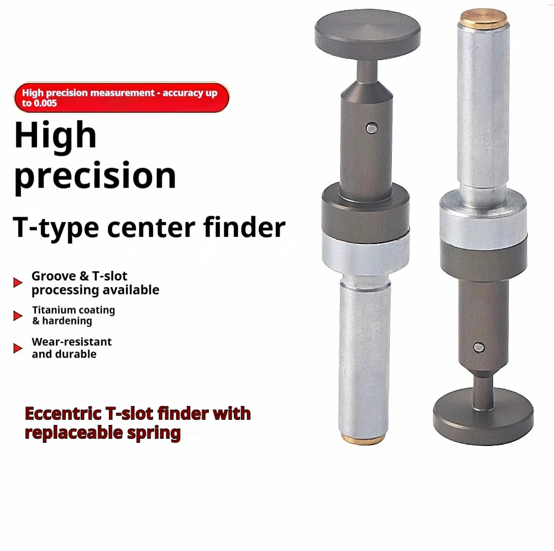 High-precision spring-pull eccentric T-type non-magnetic edge finder with T-shaped groove anti-magnetic eccentric spring