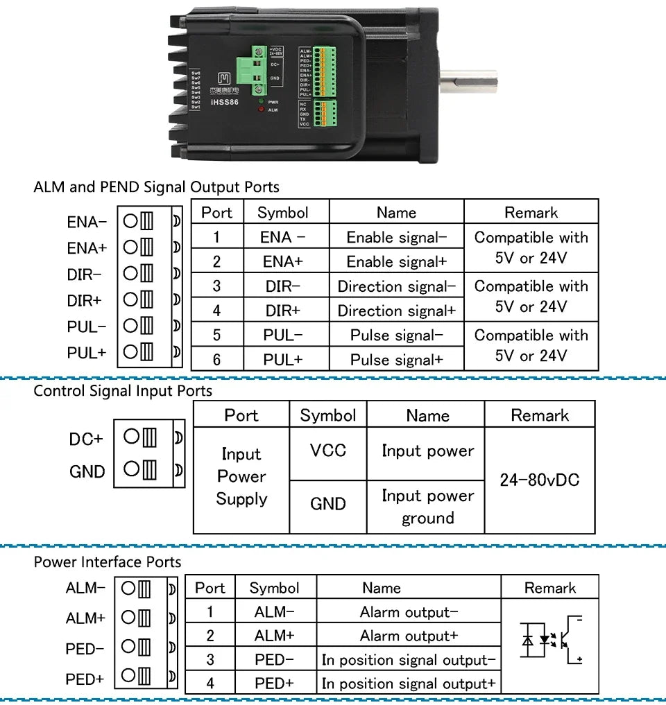 Cnc Original NEMA 34 Integrated Closed Loop Stepper Motor 80V 7.5Nm 2-Phase 86mm Hybrid Stepper Servo Motor IHSS86-80-70