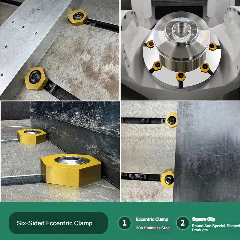 6 Pcs Hexagonal Eccentric Fixture Clamps Stainless Steel Anchor Clamping with Nut for Workholding Thread M4 M5 M6 M8 M10 M12 M16