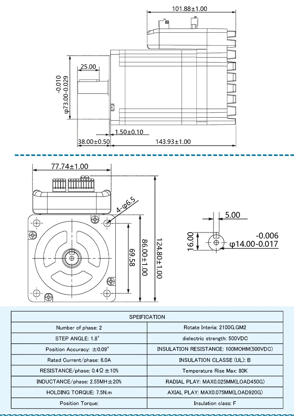 Cnc Original NEMA 34 Integrated Closed Loop Stepper Motor 80V 7.5Nm 2-Phase 86mm Hybrid Stepper Servo Motor IHSS86-80-70