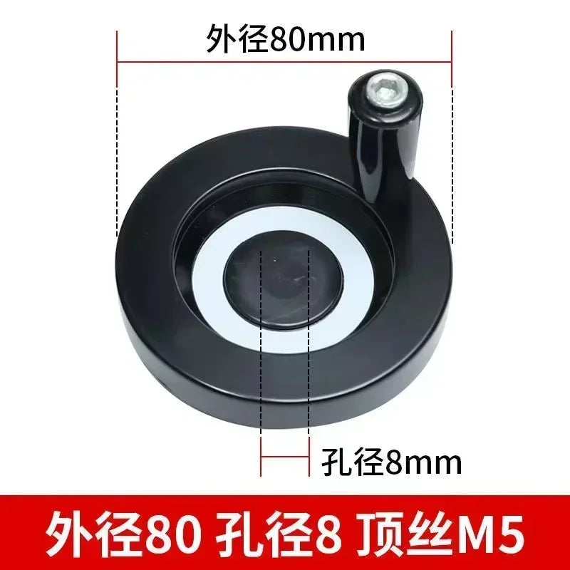 CNC 3D Printer Spoked Handwheel 63mm 80mm Black Aluminum Alloy Handwheel Back Corrugated Milling Machine Lathe