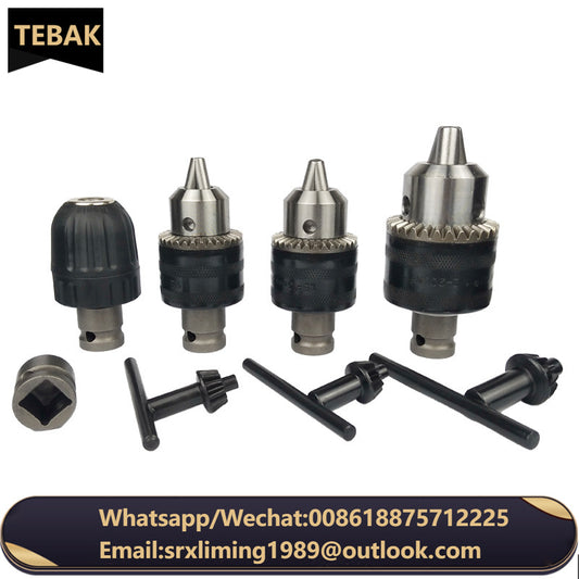 10/13/16mm Drill Chuck,1/2-20UNF 3/8-24UNF Mount Impact Driver Chuck Conversion Hex Shank/SDS-Plus Square Adapter with Chuck Key