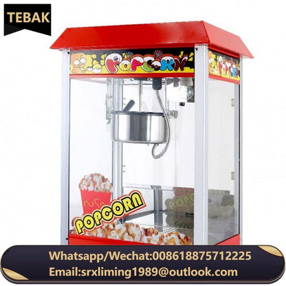 Red Roof Commercial Electric Pop Corn Making Maker Customized Popcorn Machine Popcorn Machine 8oz Kettle Popcorn Machine